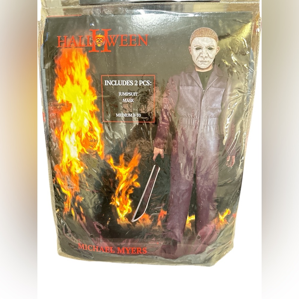 Michael Myers Halloween II Jumpsuit &Mask Licensed Child Costume Medium 8-10 NWT